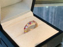 Load image into Gallery viewer, LUOWEND 18K Yellow Gold Natural Color Sapphire Ring for Women
