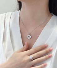 Load image into Gallery viewer, LUOWEND 18K White Gold Real Natural Diamond Pendant Necklace for Women
