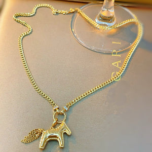 LUOWEND 18K Yellow Gold Real Natural Diamond Necklace for Women