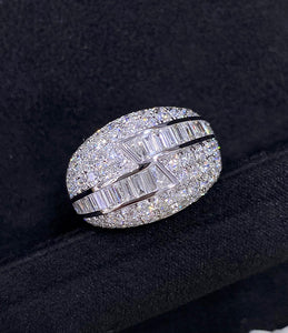 LUOWEND 18K White Gold Real Natural Diamond Ring for Women