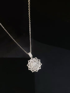 LUOWEND 18K White Gold Real Natural Diamond Pendant Necklace for Women