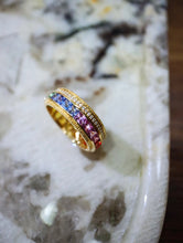 Load image into Gallery viewer, LUOWEND 18K Yellow Gold Natural Color Sapphire Ring for Women
