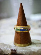 Load image into Gallery viewer, LUOWEND 18K Yellow Gold Natural Color Sapphire Ring for Women
