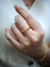 Load image into Gallery viewer, LUOWEND 18K Yellow Gold Natural Color Sapphire Ring for Women
