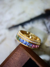 Load image into Gallery viewer, LUOWEND 18K Yellow Gold Natural Color Sapphire Ring for Women
