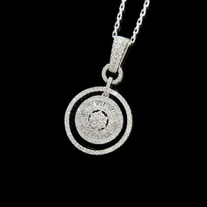 LUOWEND 18K White Gold Real Natural Diamond Pendant Necklace for Women