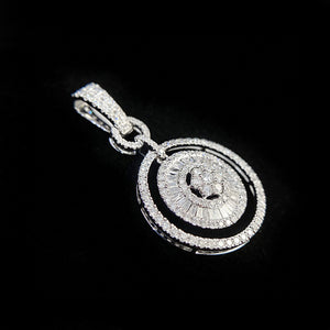 LUOWEND 18K White Gold Real Natural Diamond Pendant Necklace for Women