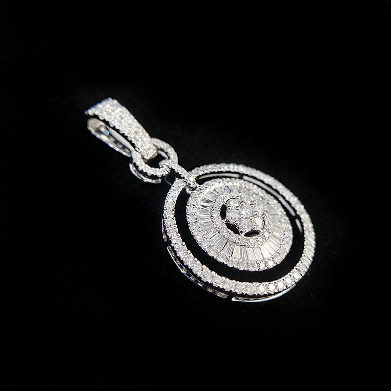 LUOWEND 18K White Gold Real Natural Diamond Pendant Necklace for Women