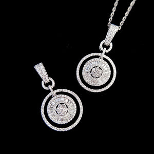 LUOWEND 18K White Gold Real Natural Diamond Pendant Necklace for Women