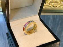 Load image into Gallery viewer, LUOWEND 18K Yellow Gold Natural Color Sapphire Ring for Women
