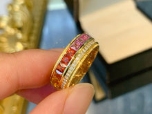 Load image into Gallery viewer, LUOWEND 18K Yellow Gold Natural Color Sapphire Ring for Women
