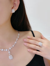 Load image into Gallery viewer, LUOWEND 18K White Gold Real Natural Diamond Ring&amp;Earrings&amp;Necklace for Women
