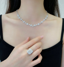 Load image into Gallery viewer, LUOWEND 18K White Gold Real Natural Diamond Ring&amp;Earrings&amp;Necklace for Women

