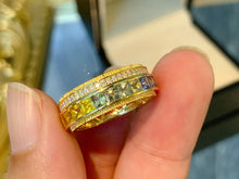 Load image into Gallery viewer, LUOWEND 18K Yellow Gold Natural Color Sapphire Ring for Women
