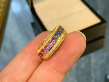 Load image into Gallery viewer, LUOWEND 18K Yellow Gold Natural Color Sapphire Ring for Women
