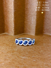 Load image into Gallery viewer, LUOWEND 18K White Gold Real Natural Diamond and Sapphire Ring for Women
