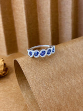 Load image into Gallery viewer, LUOWEND 18K White Gold Real Natural Diamond and Sapphire Ring for Women
