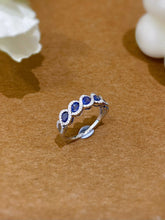 Load image into Gallery viewer, LUOWEND 18K White Gold Real Natural Diamond and Sapphire Ring for Women
