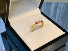 Load image into Gallery viewer, LUOWEND 18K Yellow Gold Natural Color Sapphire Ring for Women
