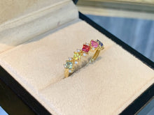 Load image into Gallery viewer, LUOWEND 18K Yellow Gold Natural Color Sapphire Ring for Women
