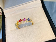 Load image into Gallery viewer, LUOWEND 18K Yellow Gold Natural Color Sapphire Ring for Women
