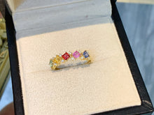 Load image into Gallery viewer, LUOWEND 18K Yellow Gold Natural Color Sapphire Ring for Women
