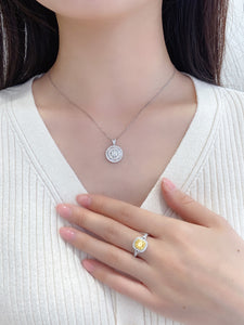 LUOWEND 18K White Gold Real Natural Diamond Pendant Necklace for Women