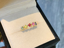 Load image into Gallery viewer, LUOWEND 18K Yellow Gold Natural Color Sapphire Ring for Women
