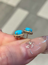 Load image into Gallery viewer, LUOWEND 18K White Gold Natural Turquoise Earrings for Women
