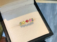Load image into Gallery viewer, LUOWEND 18K Yellow Gold Natural Color Sapphire Ring for Women
