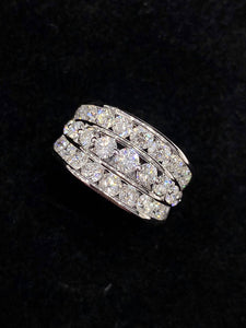 LUOWEND 18K White Gold Real Natural Diamond Ring for Women