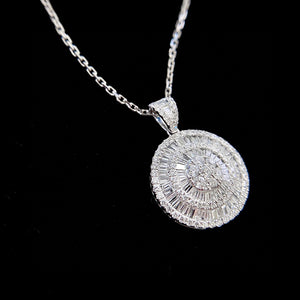 LUOWEND 18K White Gold Real Natural Diamond Pendant Necklace for Women
