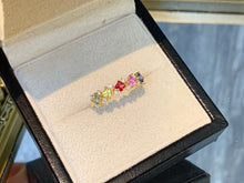 Load image into Gallery viewer, LUOWEND 18K Yellow Gold Natural Color Sapphire Ring for Women
