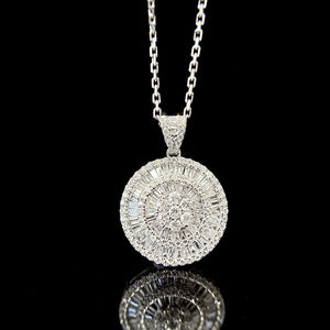 LUOWEND 18K White Gold Real Natural Diamond Pendant Necklace for Women