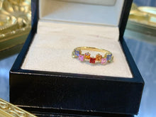 Load image into Gallery viewer, LUOWEND 18K Yellow Gold Natural Color Sapphire Ring for Women
