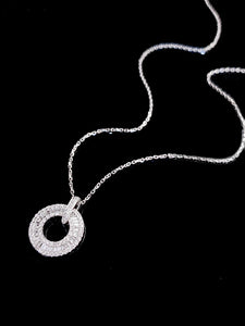 LUOWEND 18K White Gold Real Natural Diamond Pendant Necklace for Women