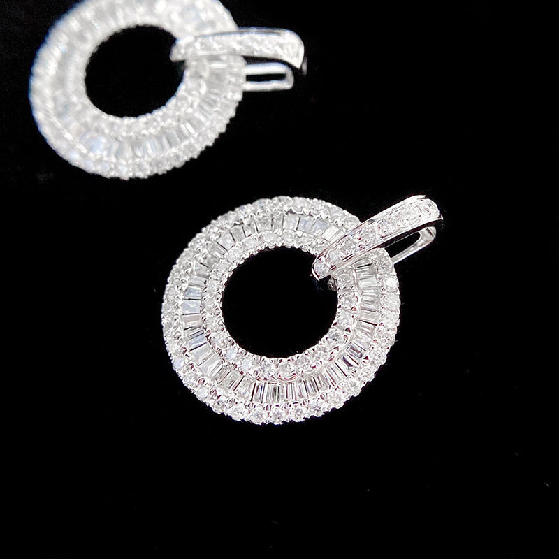 LUOWEND 18K White Gold Real Natural Diamond Pendant Necklace for Women