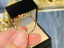 Load image into Gallery viewer, LUOWEND 18K Yellow Gold Natural Color Sapphire Ring for Women
