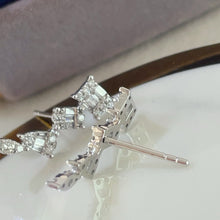 Load image into Gallery viewer, LUOWEND 18K White or Rose Gold Real Natural Diamond Earrings for Women
