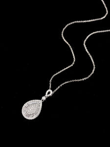 LUOWEND 18K White Gold Real Natural Diamond Pendant Necklace for Women