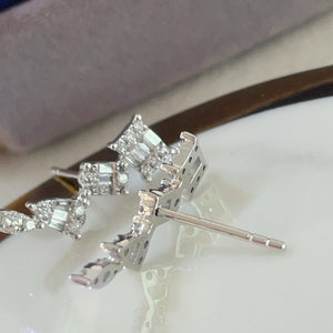 LUOWEND 18K White or Rose Gold Real Natural Diamond Earrings for Women