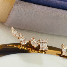 Load image into Gallery viewer, LUOWEND 18K White or Rose Gold Real Natural Diamond Earrings for Women
