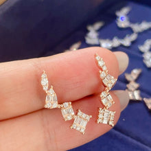 Load image into Gallery viewer, LUOWEND 18K White or Rose Gold Real Natural Diamond Earrings for Women
