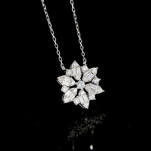 LUOWEND 18K White Gold Real Natural Diamond Pendant Necklace for Women