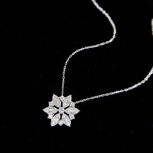 LUOWEND 18K White Gold Real Natural Diamond Pendant Necklace for Women
