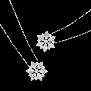 LUOWEND 18K White Gold Real Natural Diamond Pendant Necklace for Women