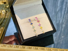 Load image into Gallery viewer, LUOWEND 18K Yellow Gold Natural Color Sapphire Earrings for Women
