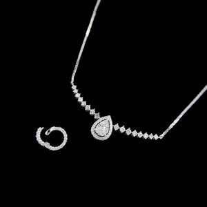 LUOWEND 18K White Gold Real Natural Diamond Necklace for Women