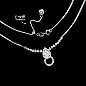 LUOWEND 18K White Gold Real Natural Diamond Necklace for Women