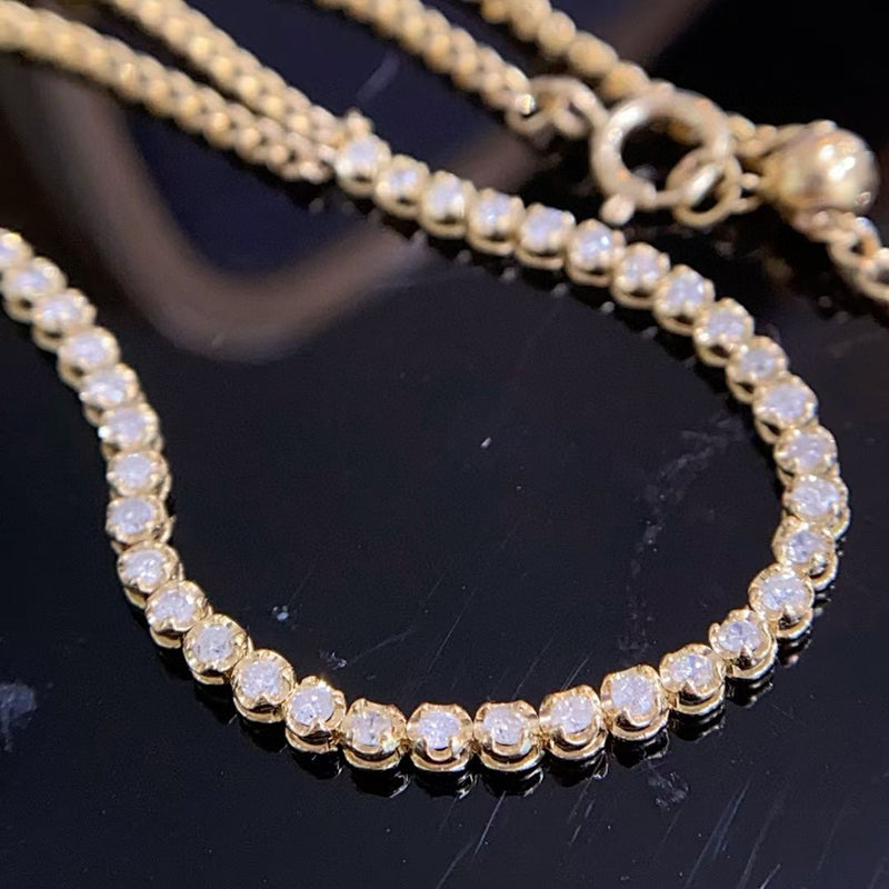 LUOWEND 18k Yellow or Rose Gold Natural Diamond Bracelet for Women